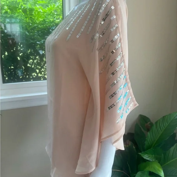 Elegant Peach Sequin Women's Top - Picture 3 of 7